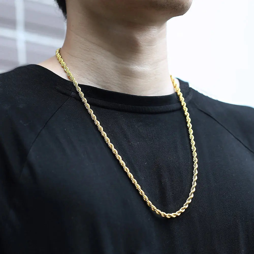 Hermah Stainless Steel Twisted Rope Chain Necklace
