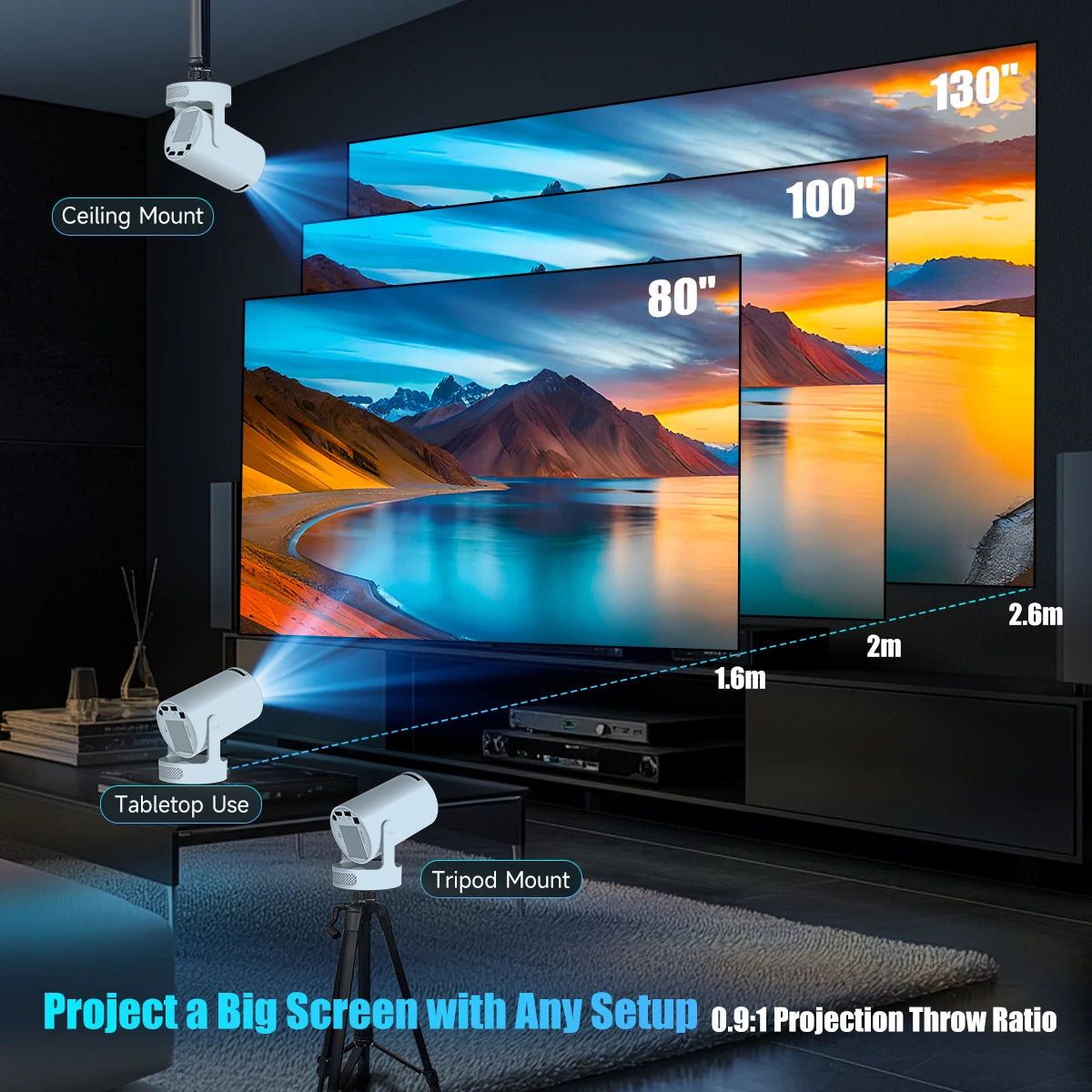 Magcubic HY300 Pro Projector 4K 720P LED WiFi Built Speaker