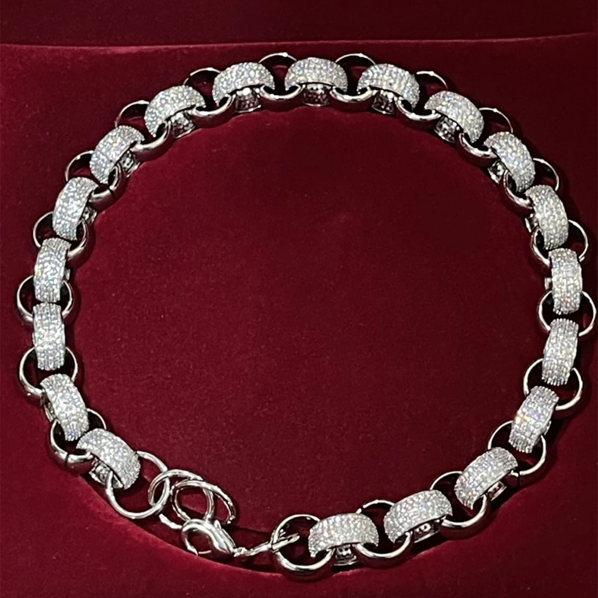 Aokaishen Circle Cuban Link Bracelet Men Copper Chain