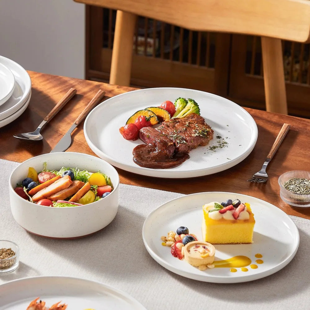 MALACASA Tara Stoneware Dinner Set With Layered Glaze