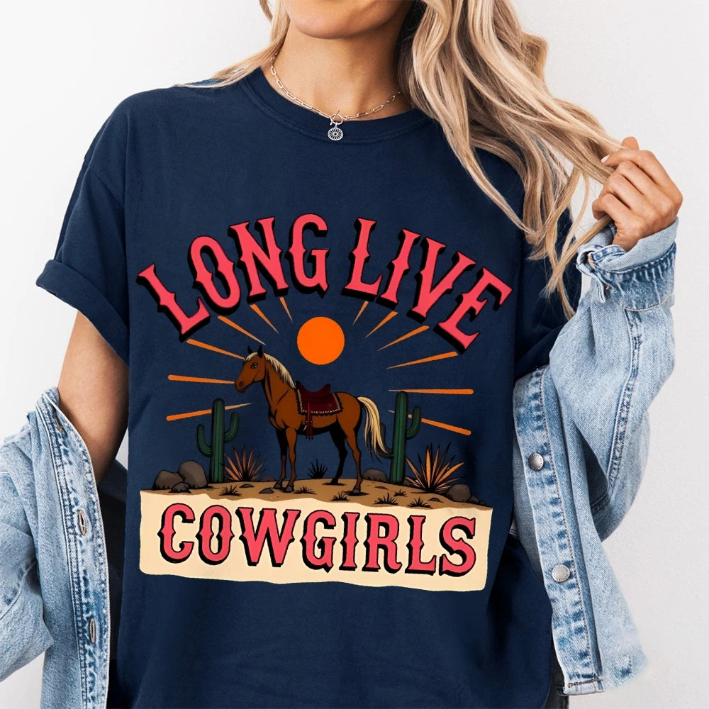 Clothing Cotton Womens Western Cowgirl Graphic Tee