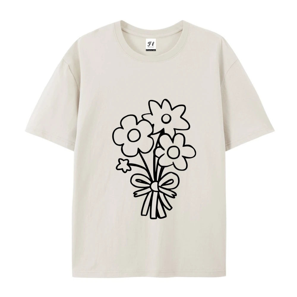 Clothing Womens Flower Bunch Y2K Tee Garden Fresh Cotton