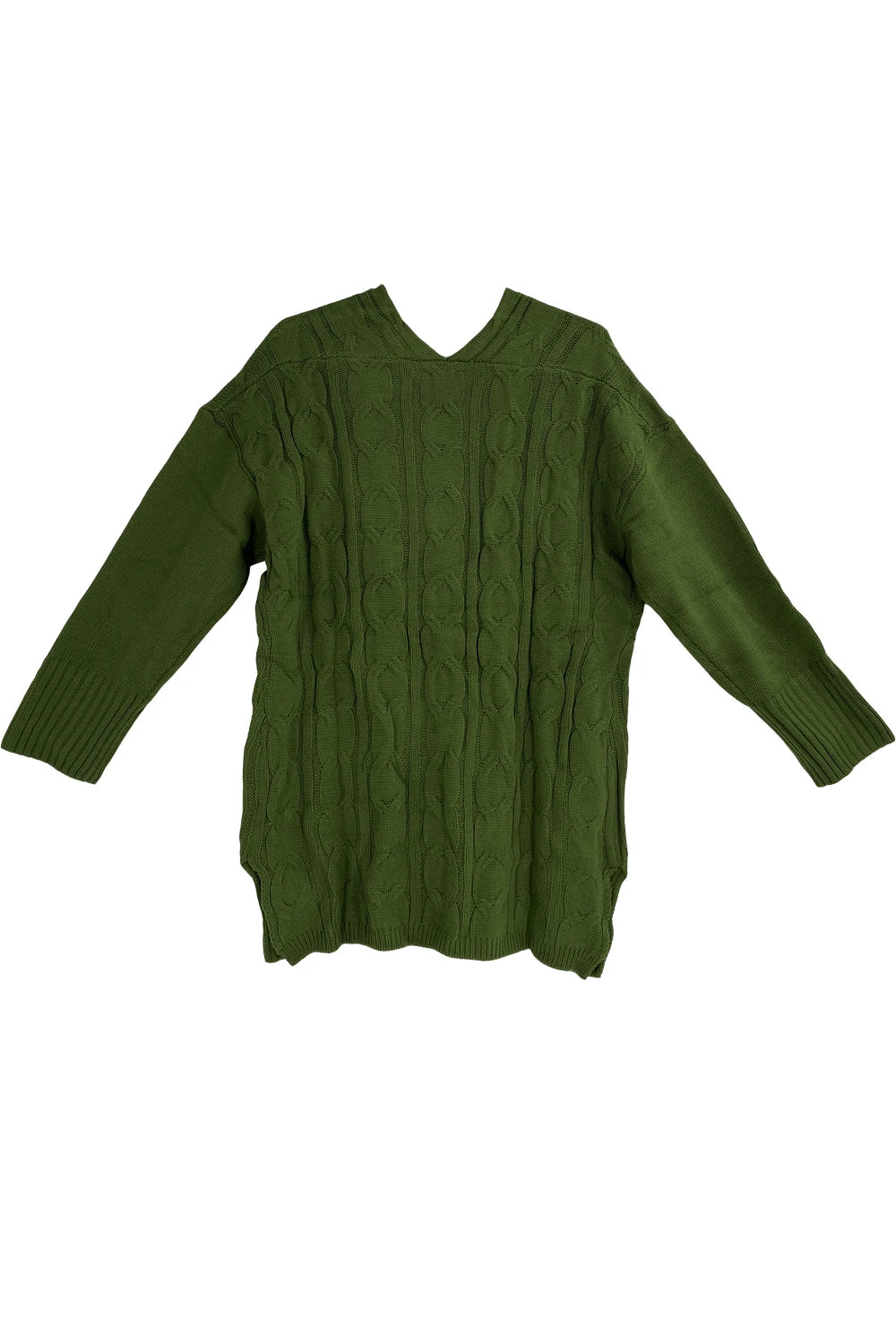 CN Jiangxi Cable Knit Pullover Sweater V Neck Long Sleeve