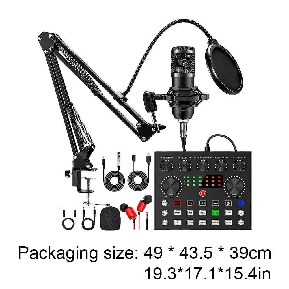 Alloet BM800 V8s Podcast Sound Card Kit With Condenser Mic