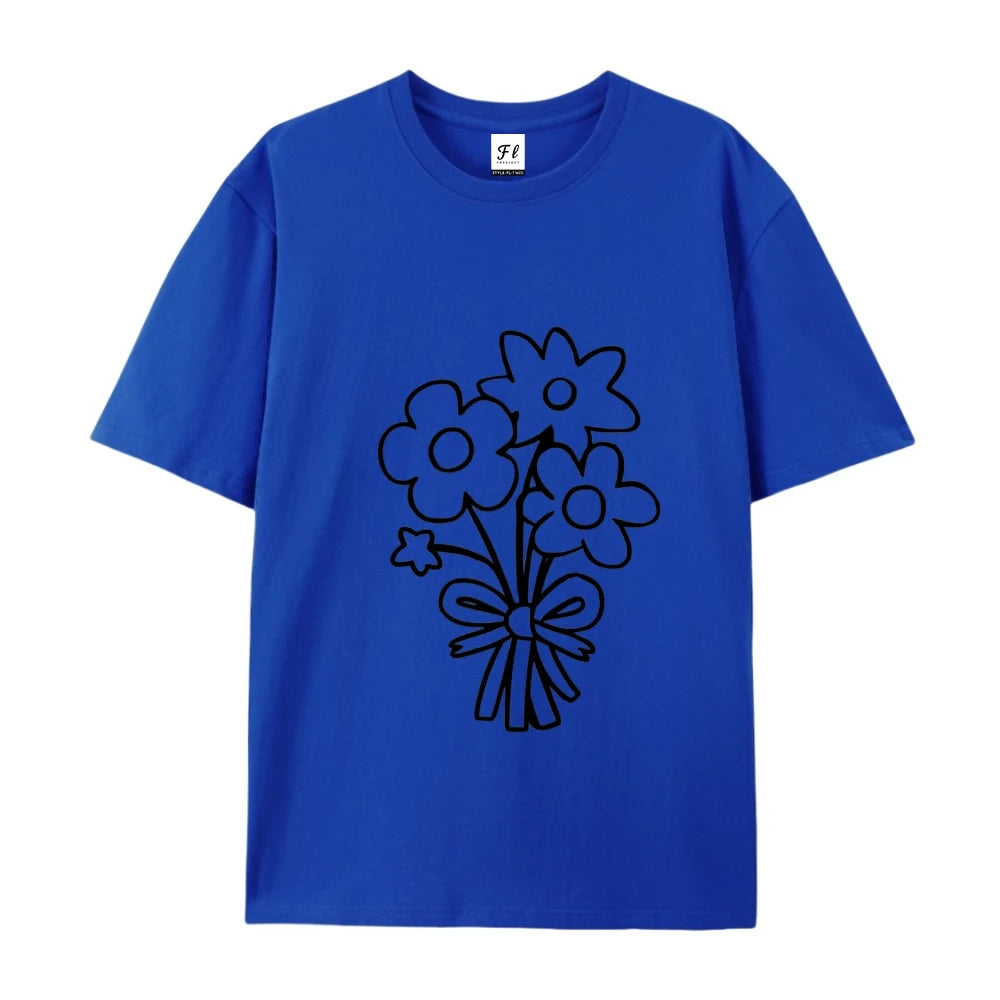 Clothing Womens Flower Bunch Y2K Tee Garden Fresh Cotton