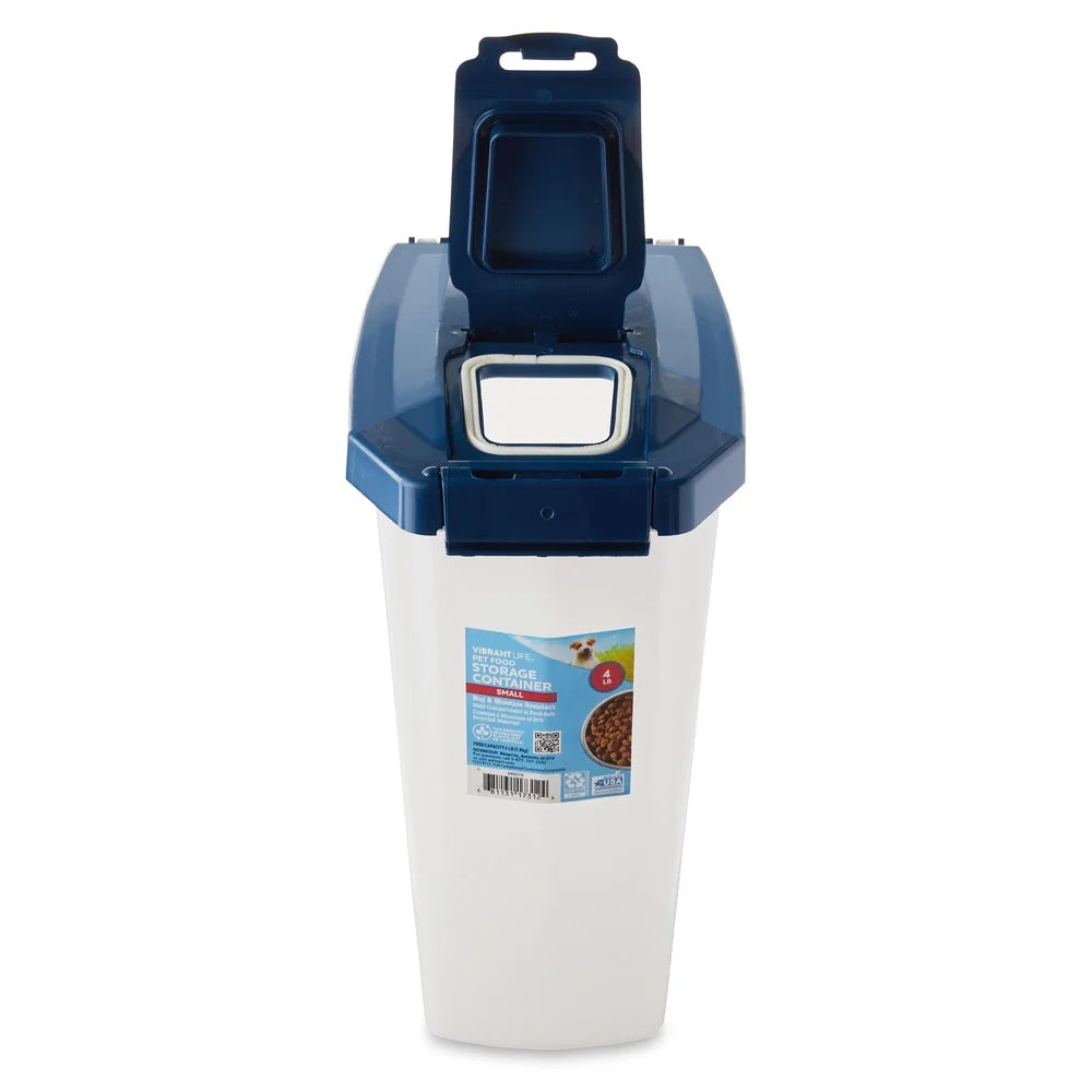 Extra-Large Plastic Pet Food Storage Container with Locking Lid Roller Wheels Bug Moisture Resistant Food Safe 50 lb Capacity