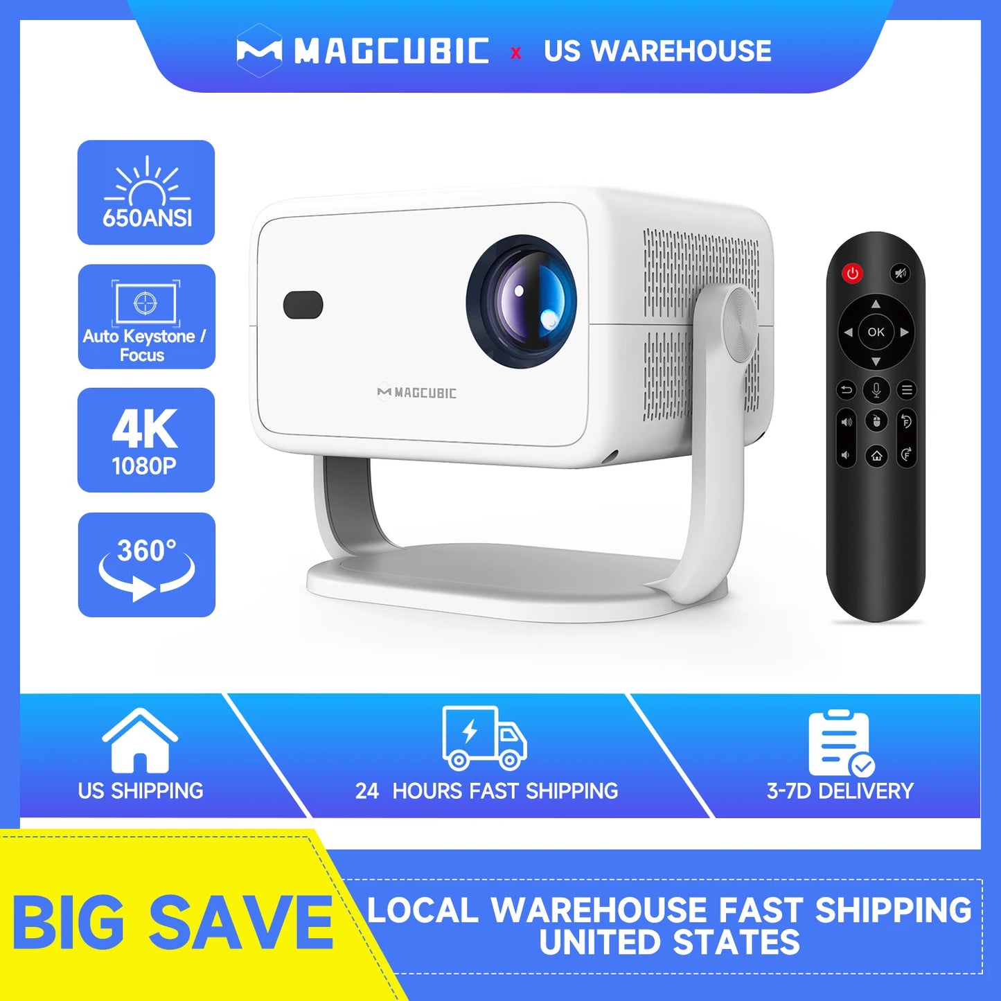 Magcubic 650ANSI Android WiFi6 Auto Focus Projector