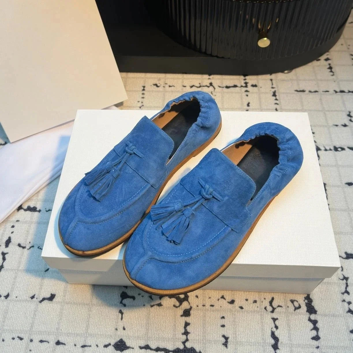 GUANSIYAO Genuine Leather Open Toe Flat Sandals With Flower