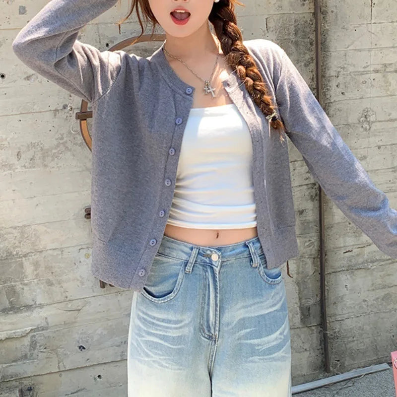 YIYUEQIANLICN Women V Neck Knit Cardigan Button Sweater