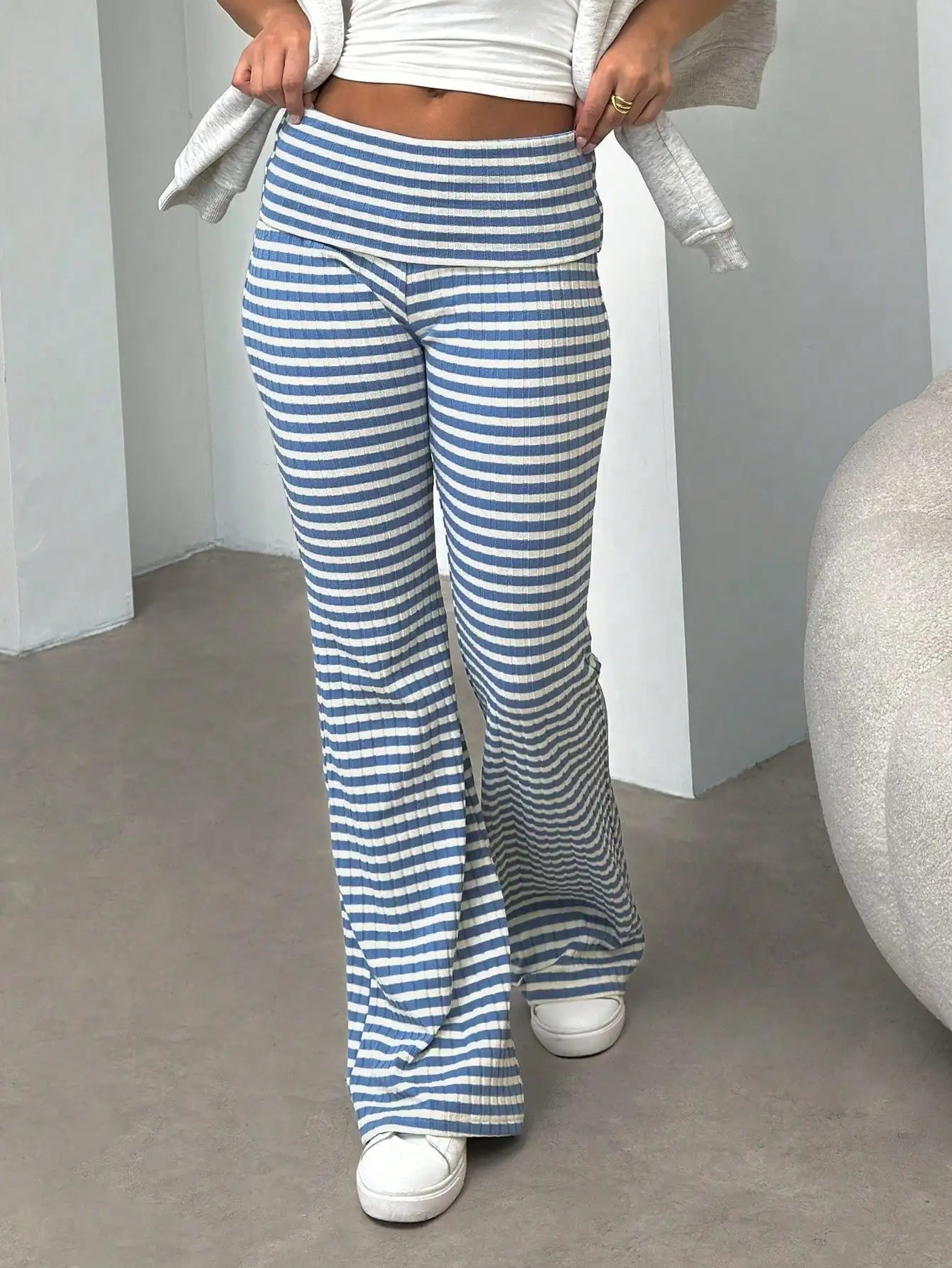 GrandAvenueStore Sporty Casual Flared Pants High Waist