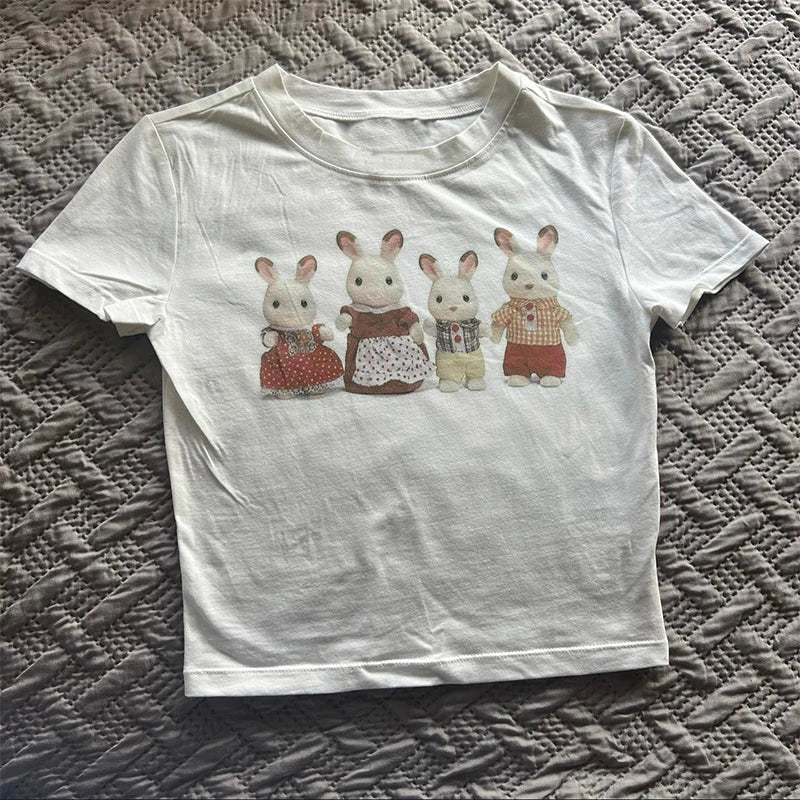 HIZILENT Letter Print Crop Top Women Streetwear Tee