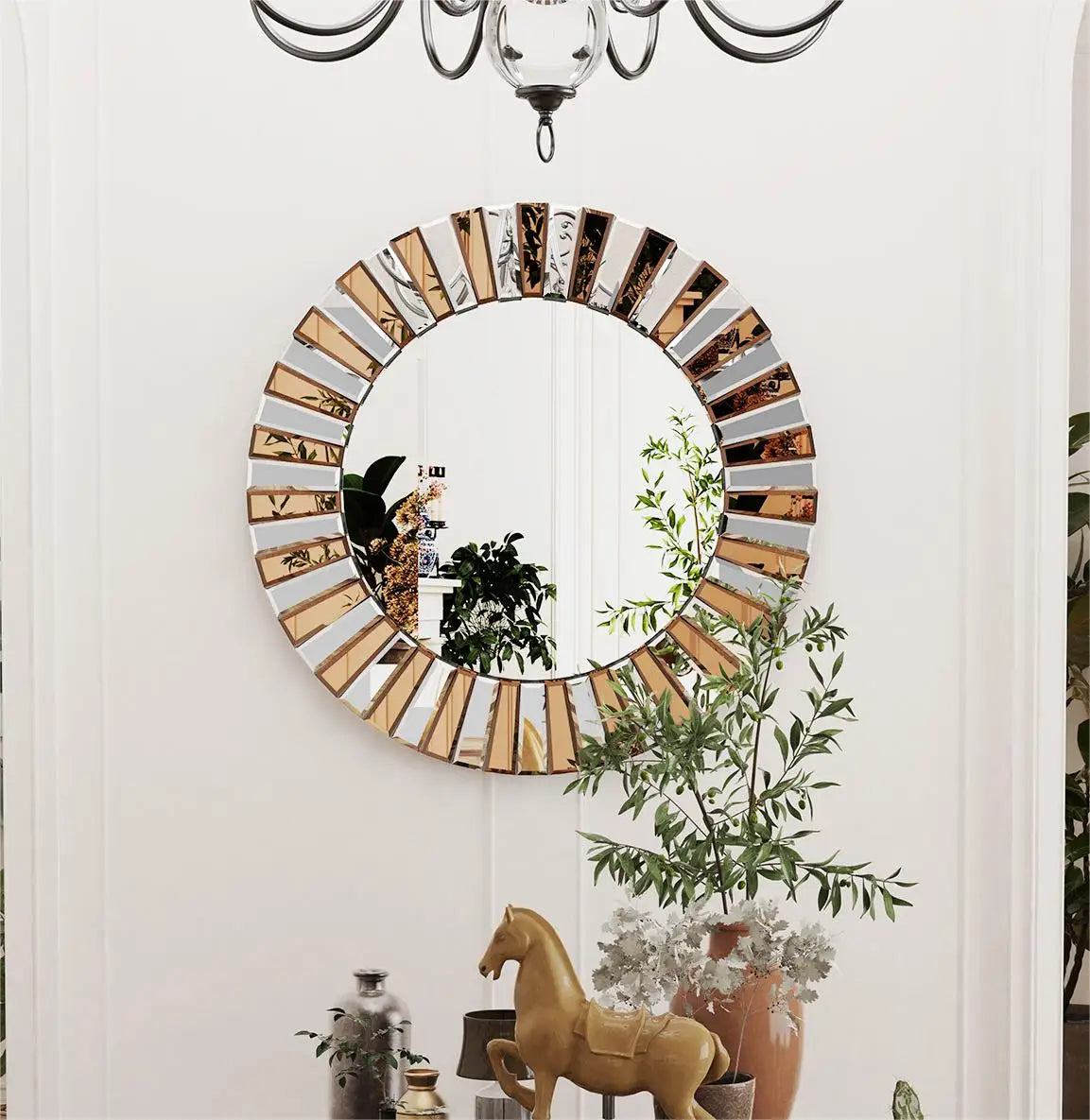 Hignconcerned Enthusiasm Round Starburst Wall Mirror