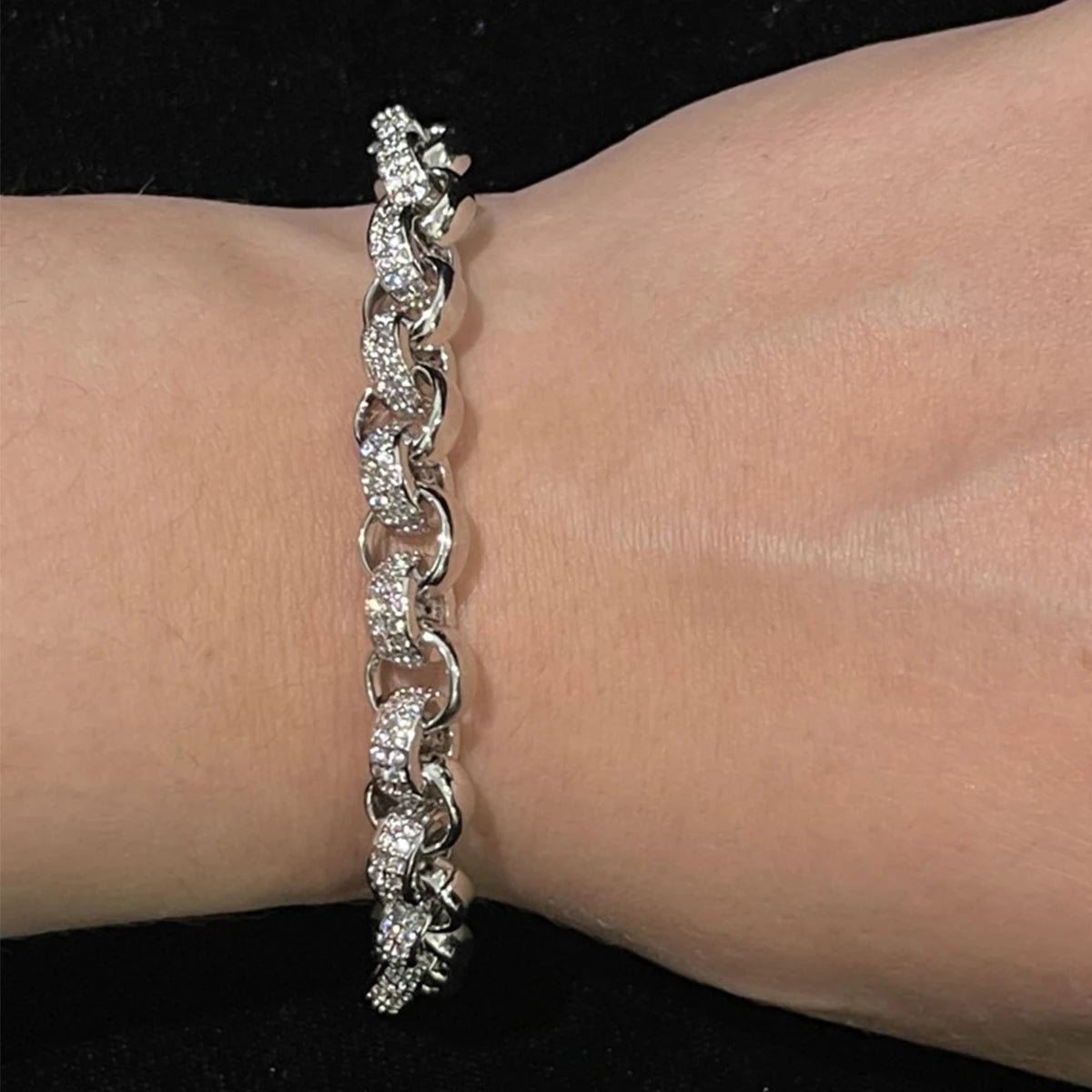 Aokaishen Circle Cuban Link Bracelet Men Copper Chain