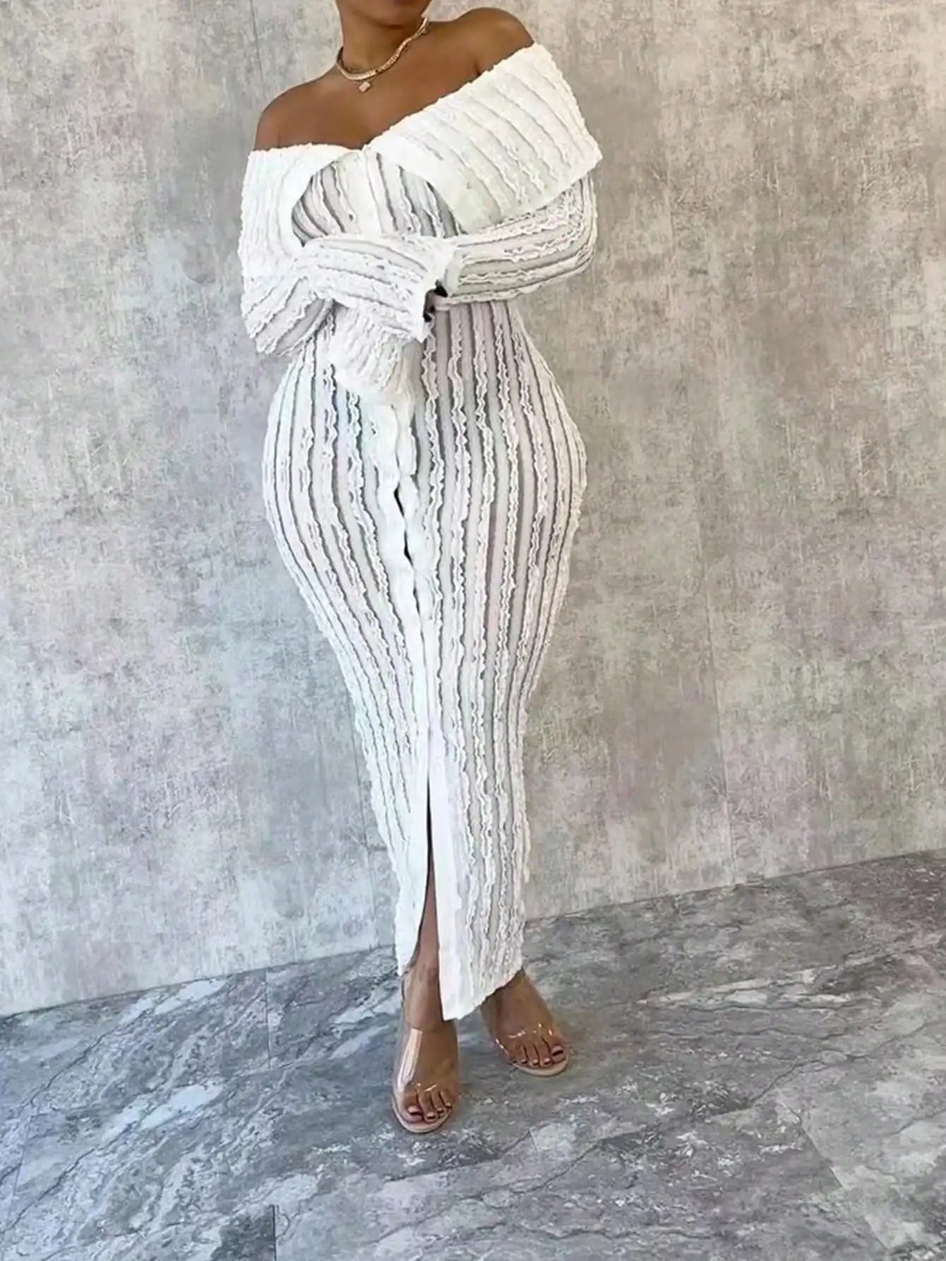 GrandAvenueStore Women Elegant Off Shoulder Bodycon Dress
