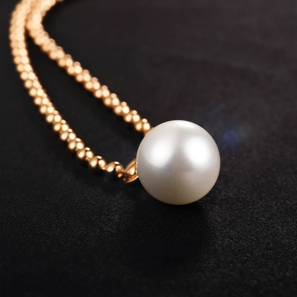 Elegant 18K Gold Plated S925 Pearl Pendant Necklace Women