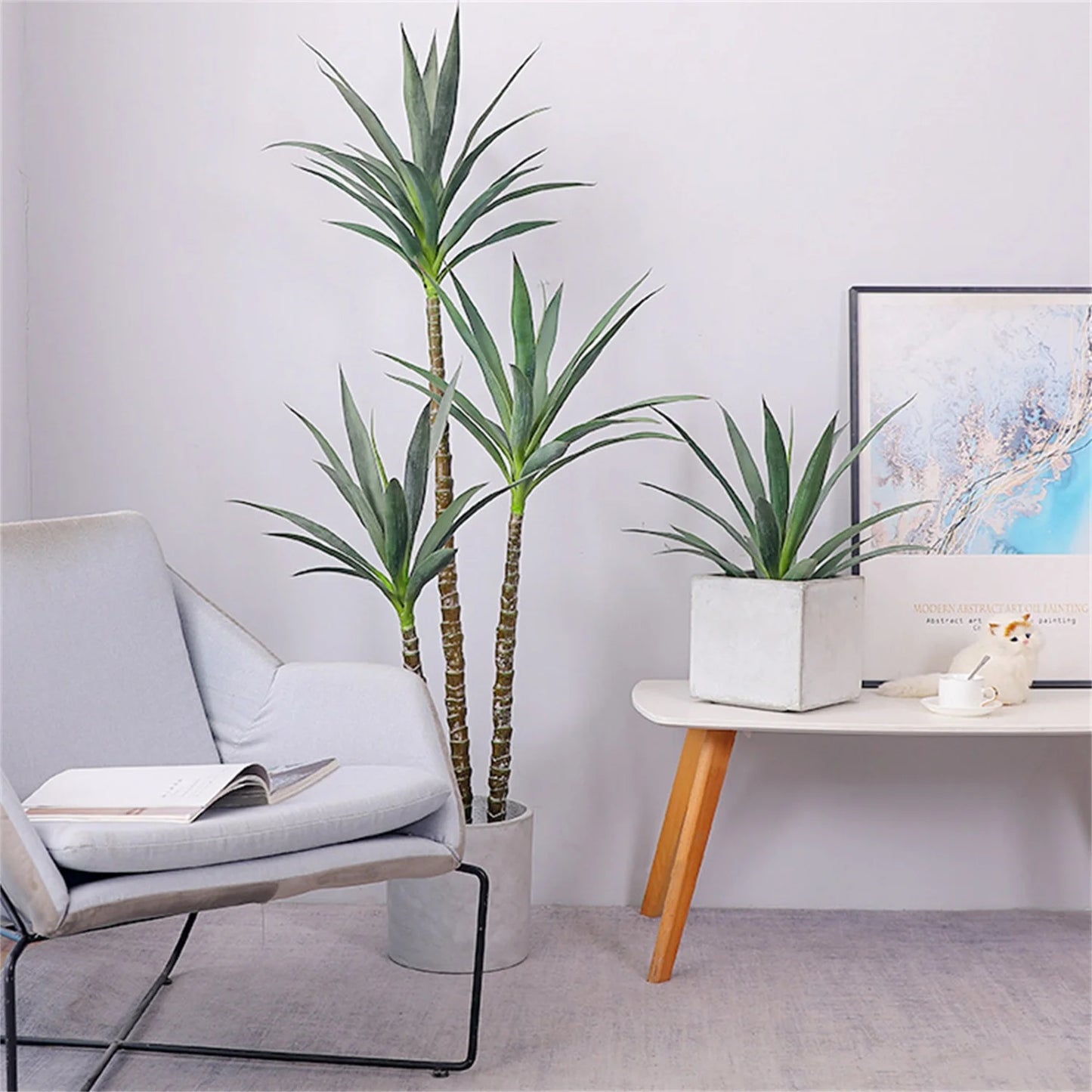 Artificial Tree Faux Agave Plant With 3 Trunks,160cm Tall Faux Plant In Pot Garden Artificial Tree For Indoor Outdoor Home Decor