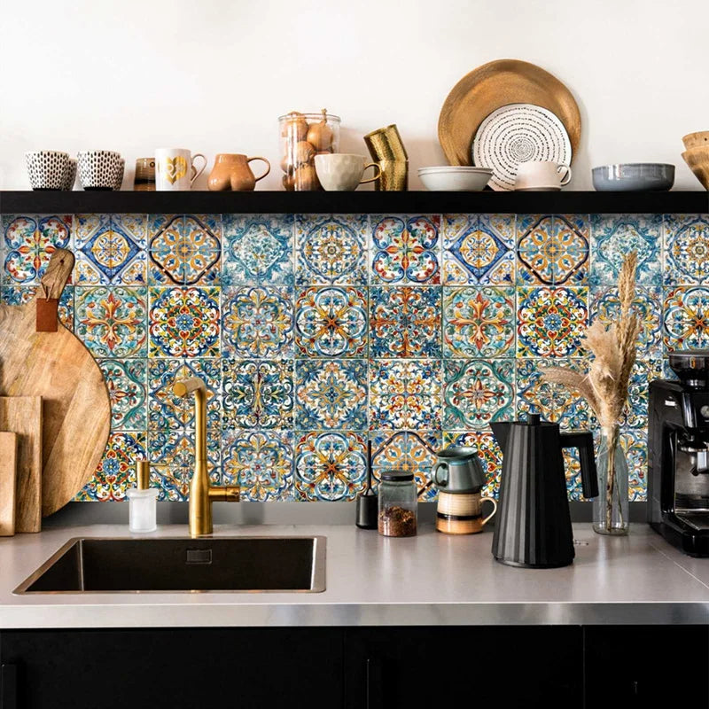 Moroccan Style Tile Sticker 24 Piece Wall Decals Backsplash
