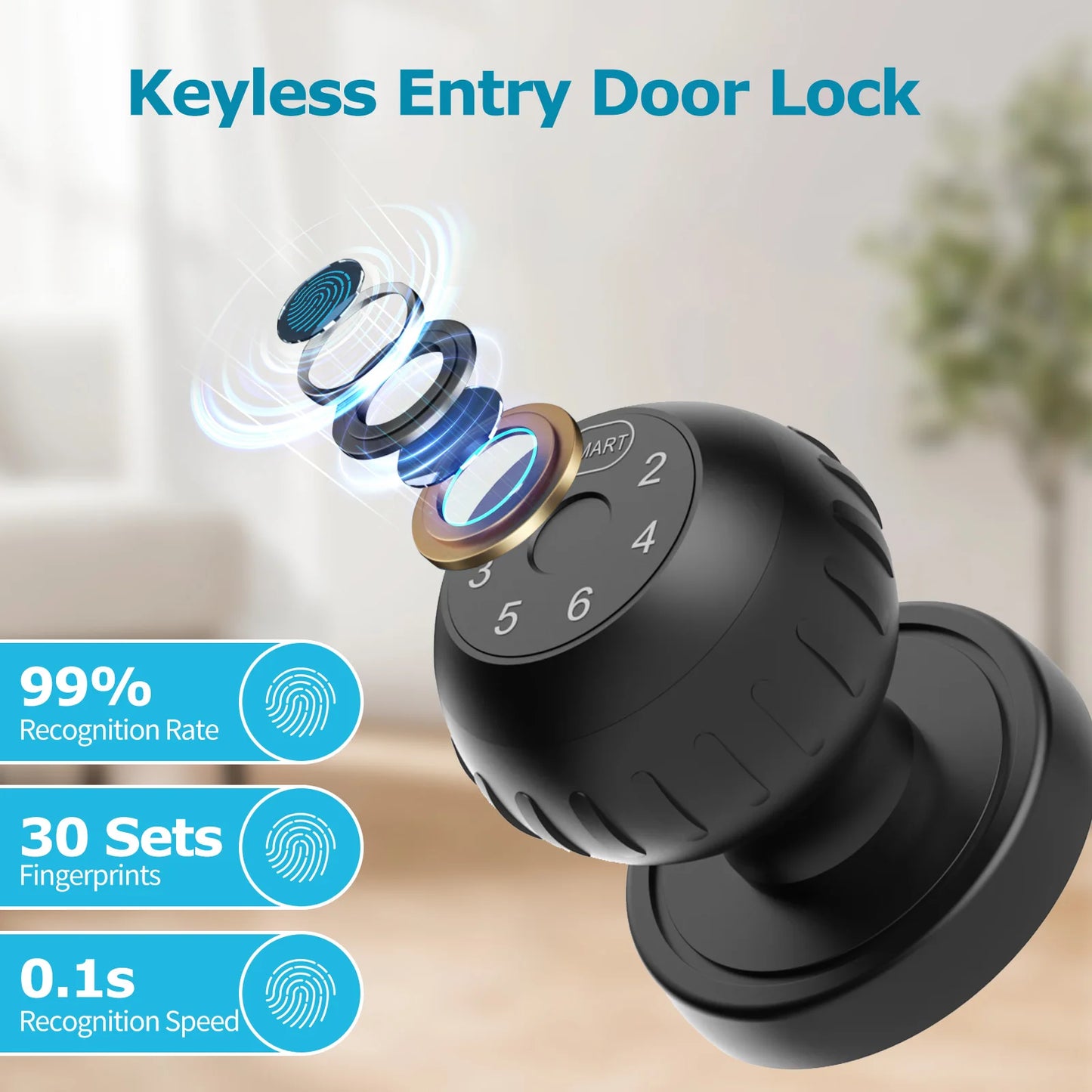 Viladepot Smart Fingerprint Door Lock With App Control