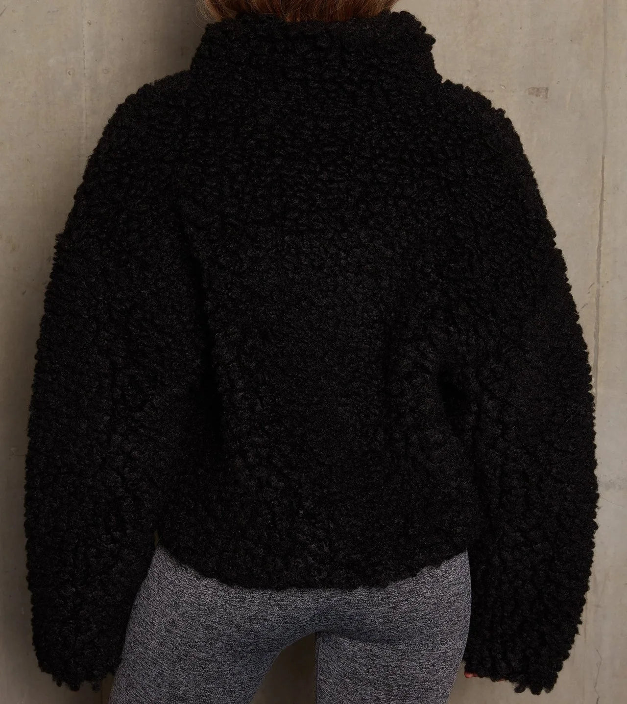 Casual Plush Woolen Jacket With Zipper Front Lapel Elegant