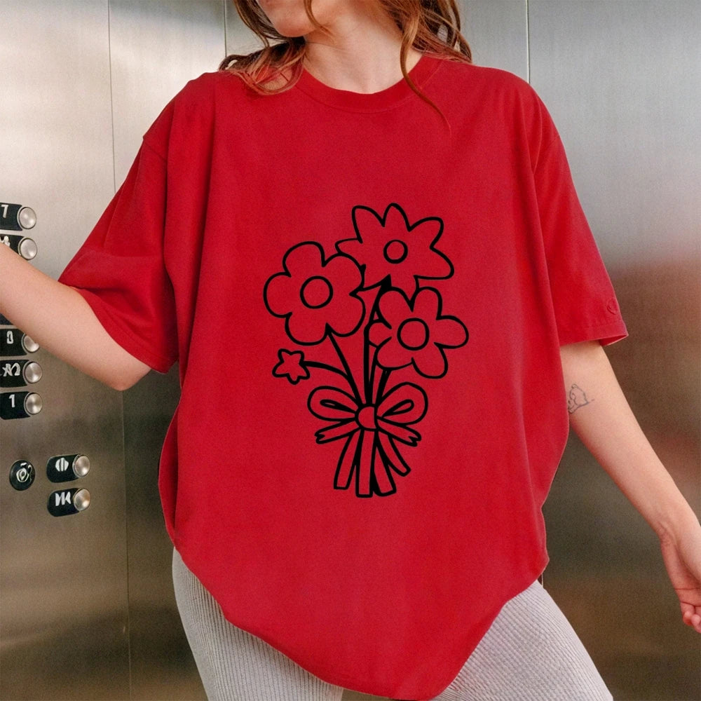 Clothing Womens Flower Bunch Y2K Tee Garden Fresh Cotton