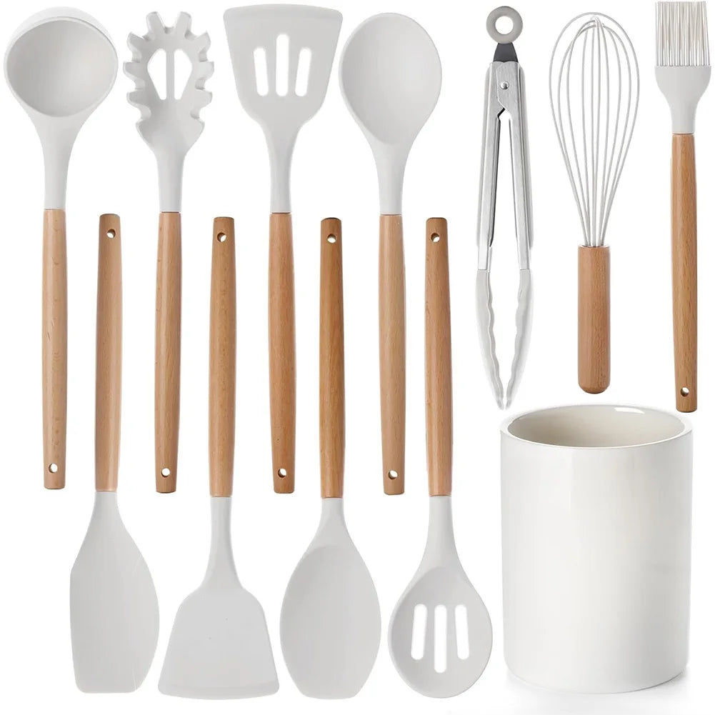 Shunmaii 12Pcs Kitchen Utensil Set Silicone Spatulas