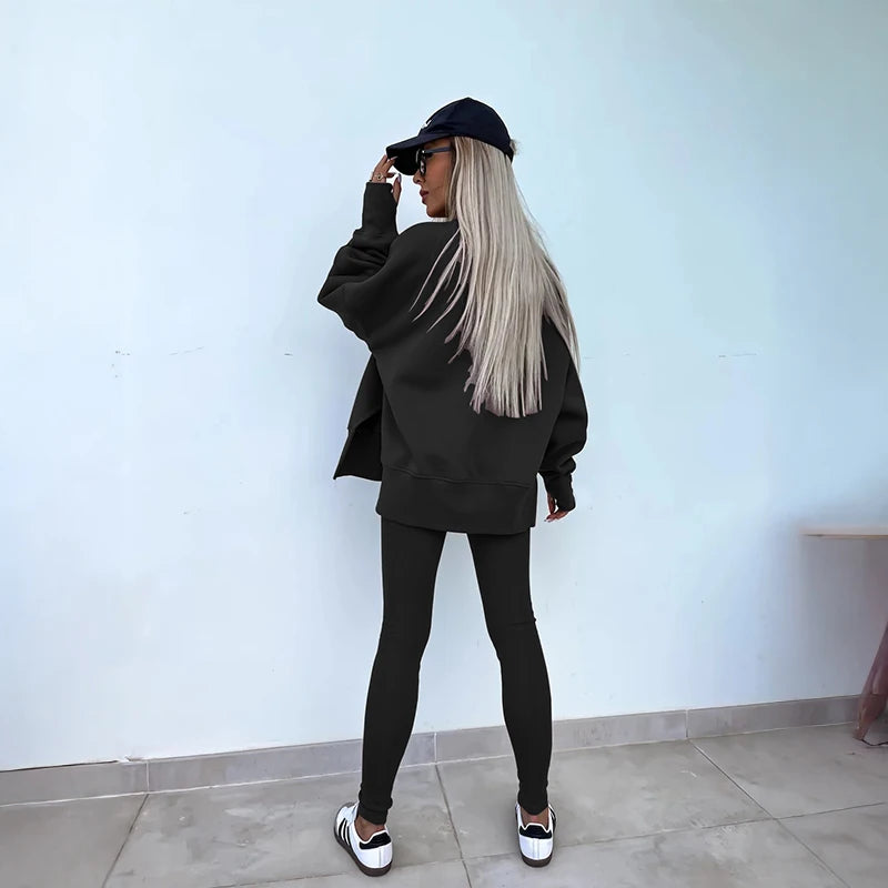 SCACTOCN Women Spring Autumn Sports Hoodie Two Piece Set