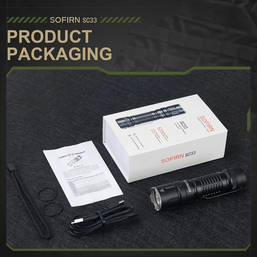 Sofirn SC33 XHP703 Flashlight 5200lm USB C Rechargeable