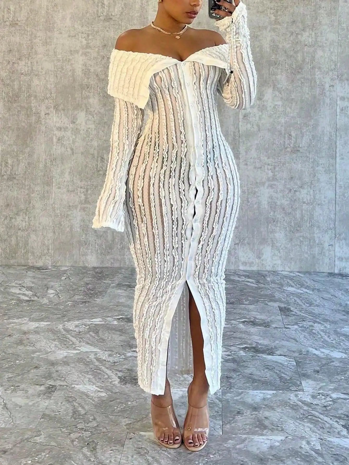 GrandAvenueStore Women Elegant Off Shoulder Bodycon Dress