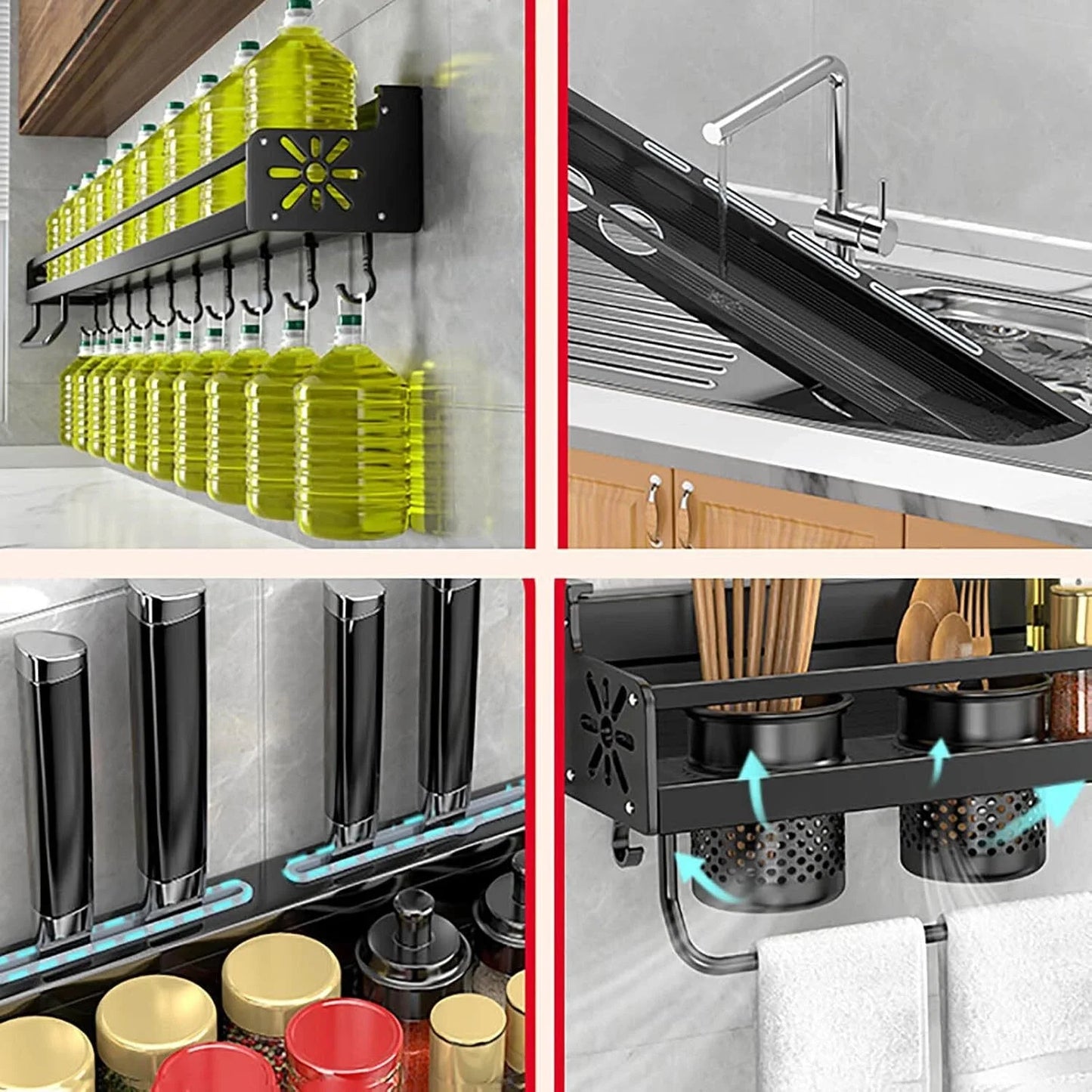 Hign-concerned Chemical Wall Mounted No Punch Spice Rack