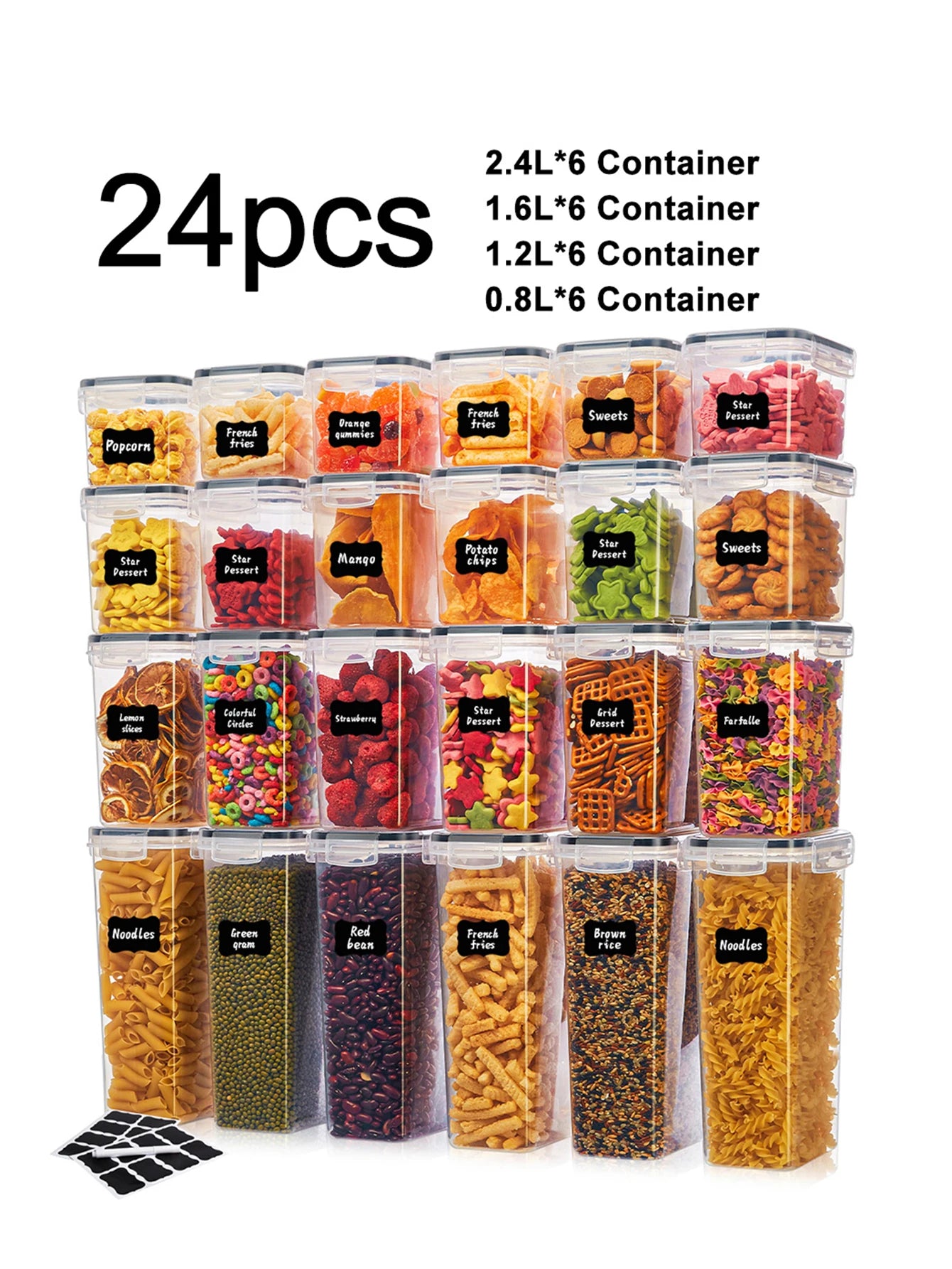 24pcs Airtight Food Storage Containers With Lids For Pantry