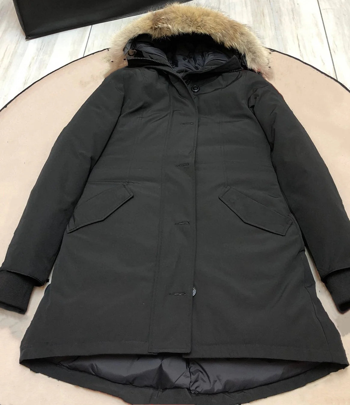 Fujian Womens Long Down Parka Winter Coat Luxury Wool Blend