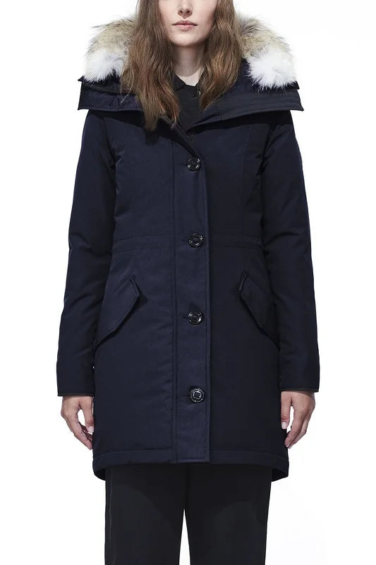 Fujian Womens Long Down Parka Winter Coat Luxury Wool Blend