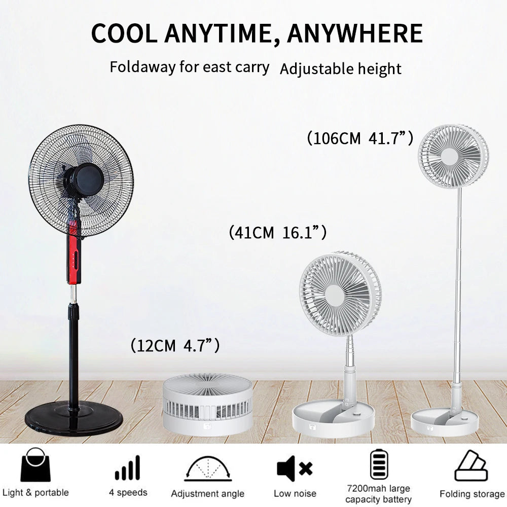 UNITEDTIME Foldable Desk And Table Fan Portable USB Powered