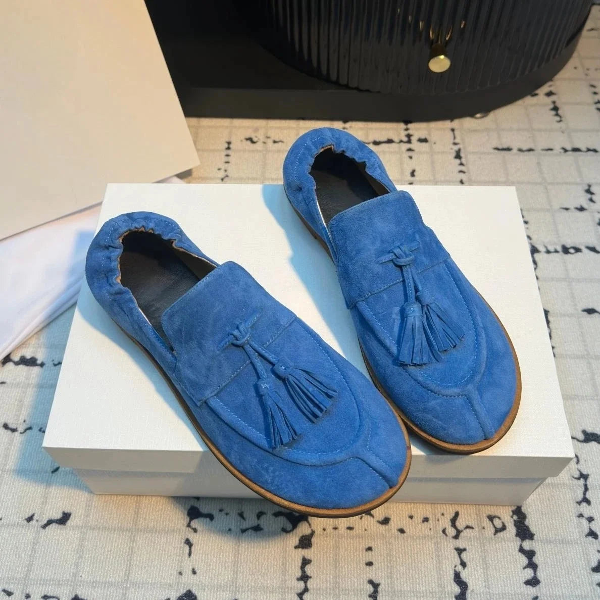 GUANSIYAO Genuine Leather Open Toe Flat Sandals With Flower