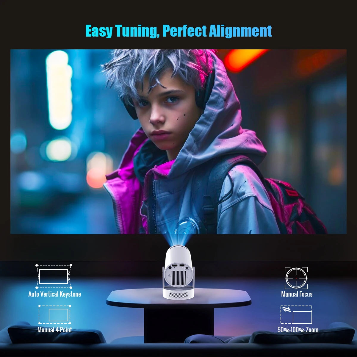 Magcubic HY300 Pro Projector 4K 720P LED WiFi Built Speaker