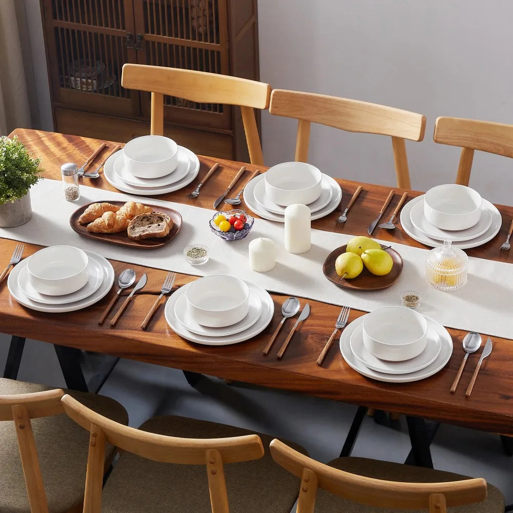 MALACASA Tara Stoneware Dinner Set With Layered Glaze