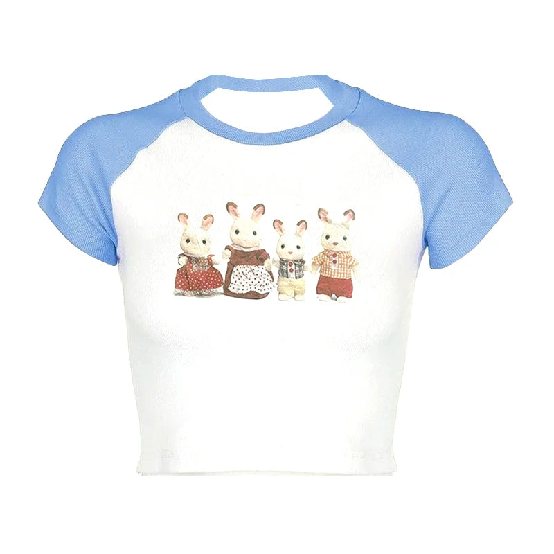 HIZILENT Letter Print Crop Top Women Streetwear Tee