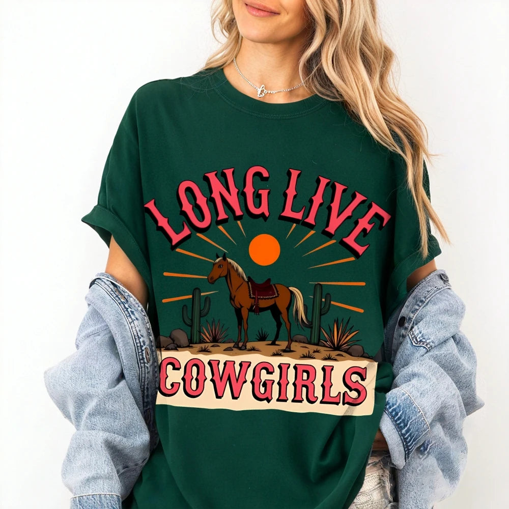Clothing Cotton Womens Western Cowgirl Graphic Tee