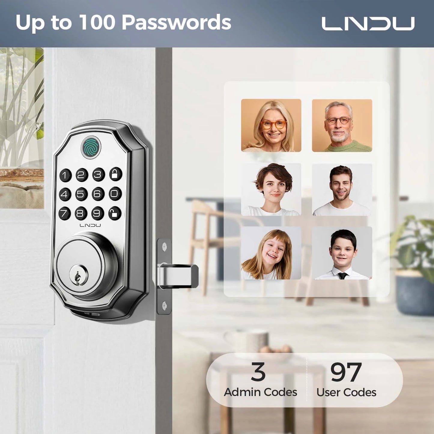 LNDU Smart Door Lock D280L Fingerprint Lock and Keypad