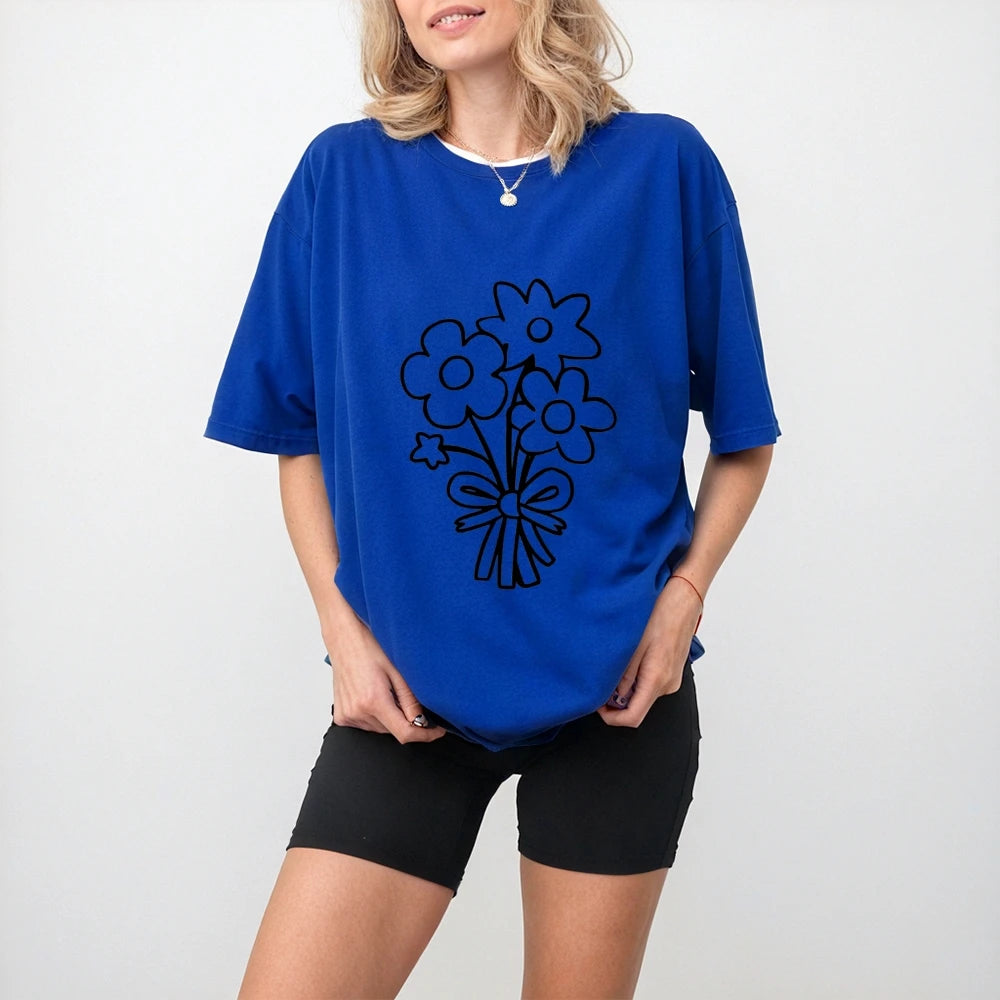 Clothing Womens Flower Bunch Y2K Tee Garden Fresh Cotton