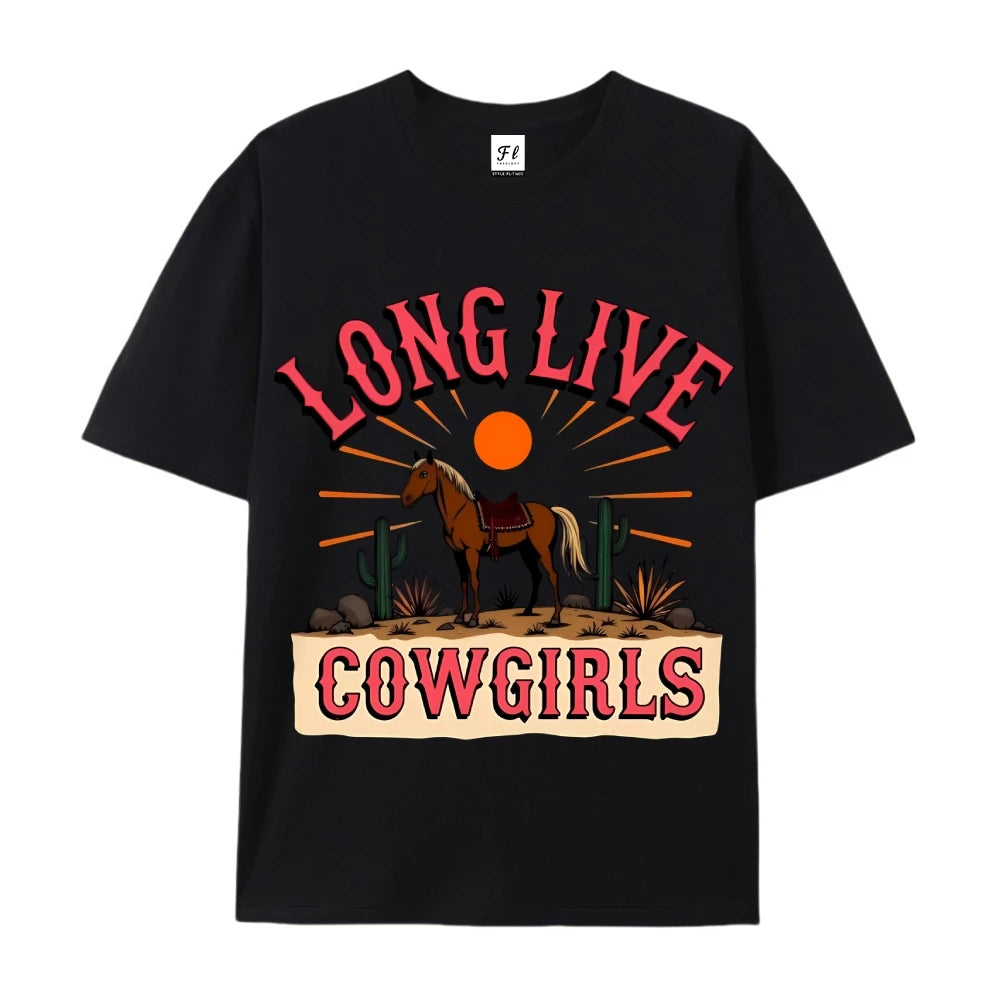 Clothing Cotton Womens Western Cowgirl Graphic Tee