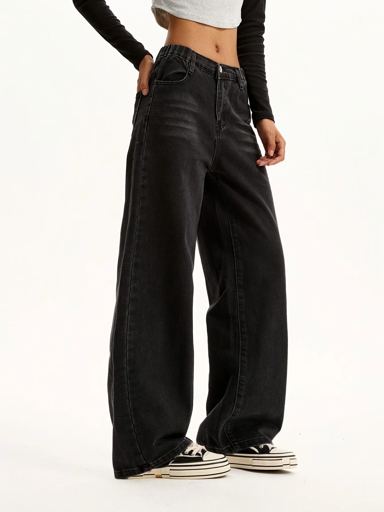 CN Guangdong Teen Girls Denim Jeans Preppy Straight Leg