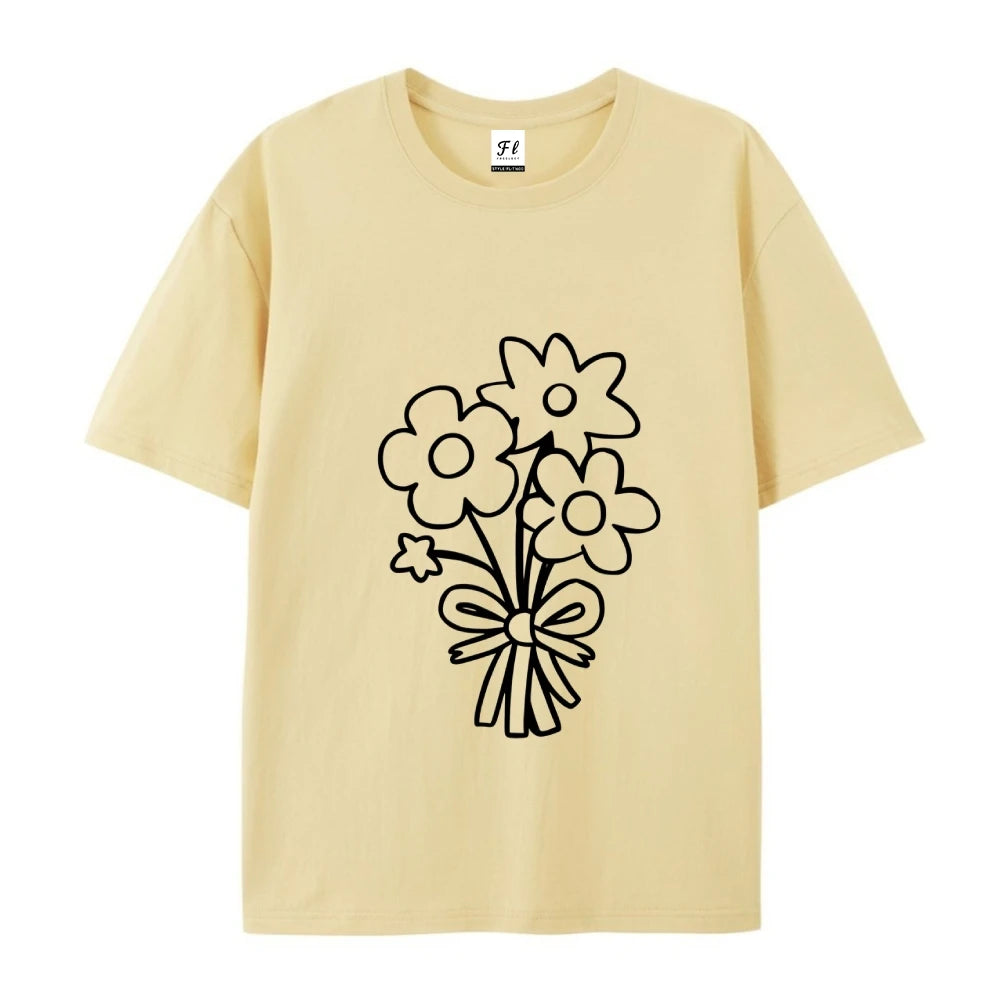 Clothing Womens Flower Bunch Y2K Tee Garden Fresh Cotton