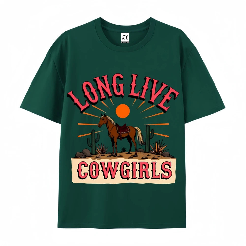 Clothing Cotton Womens Western Cowgirl Graphic Tee