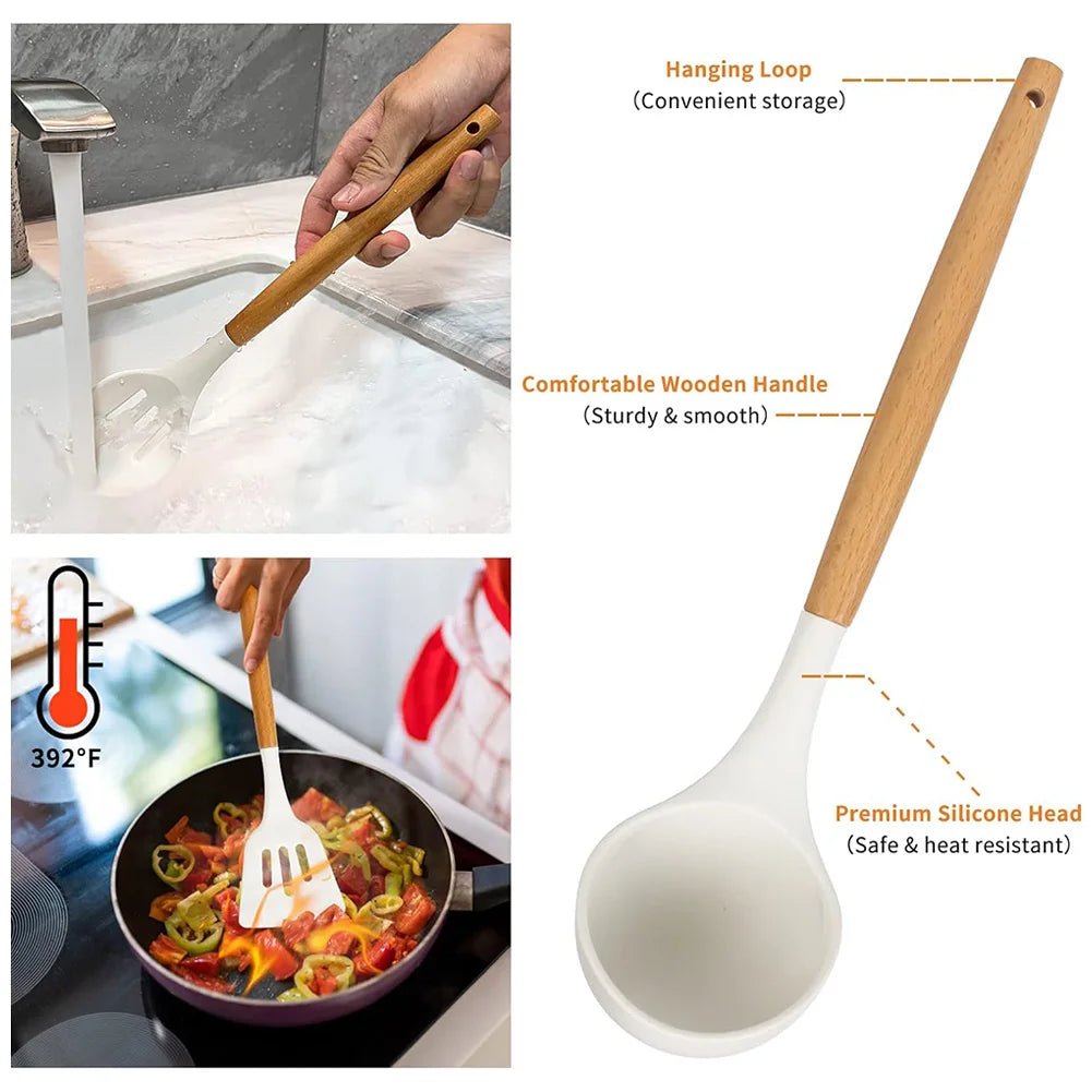 Shunmaii 12Pcs Kitchen Utensil Set Silicone Spatulas