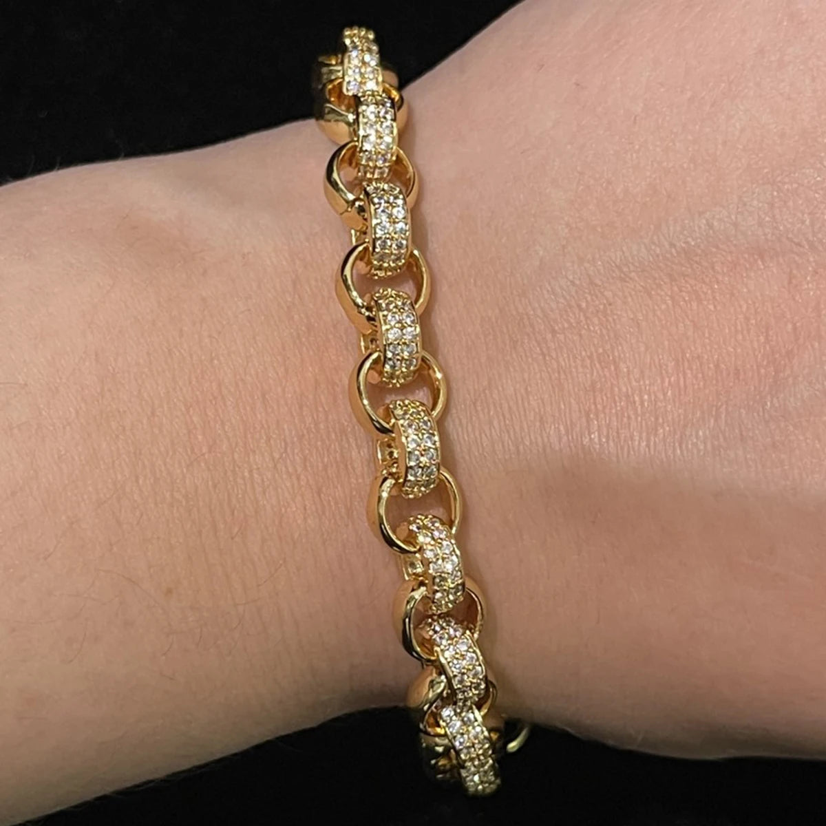 Aokaishen Circle Cuban Link Bracelet Men Copper Chain