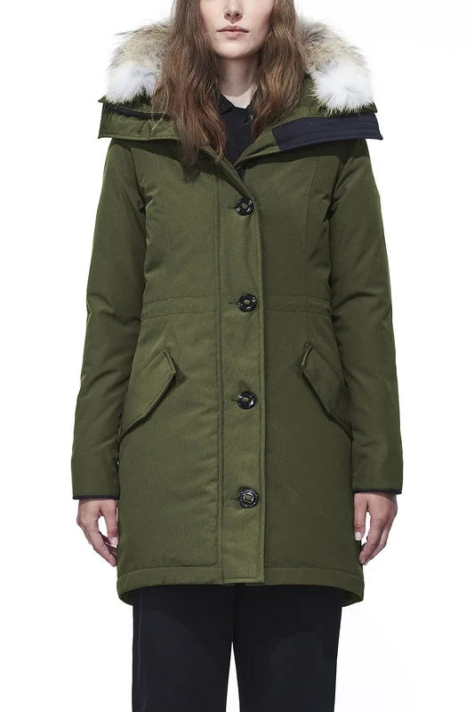 Fujian Womens Long Down Parka Winter Coat Luxury Wool Blend