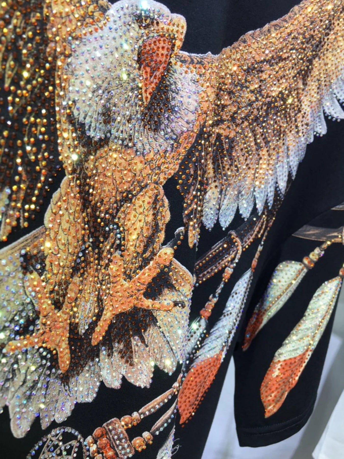 Clothing Graphic Eagle Rhinestone Tee Fit Short Sleeve