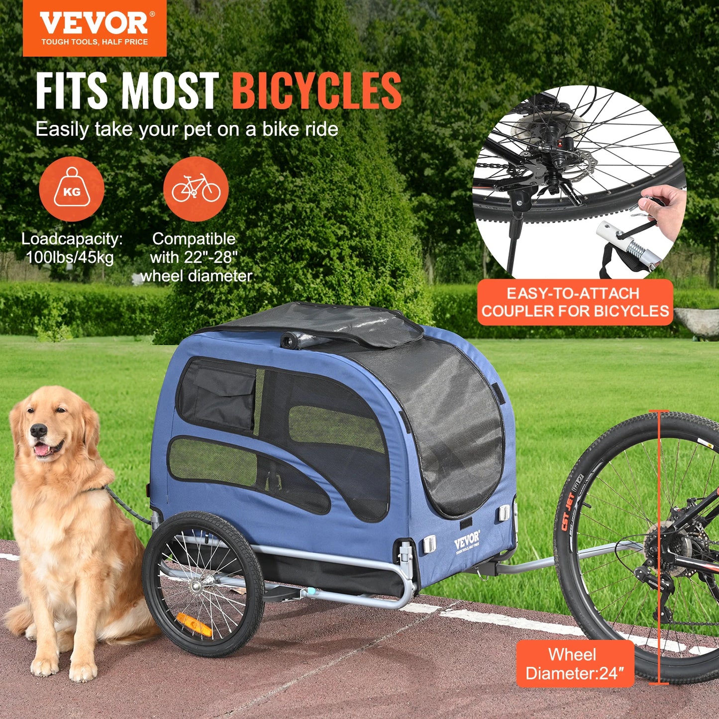 SucceBuy 100lbs Pet Cart Bicycle Carrier For Dogs Travel