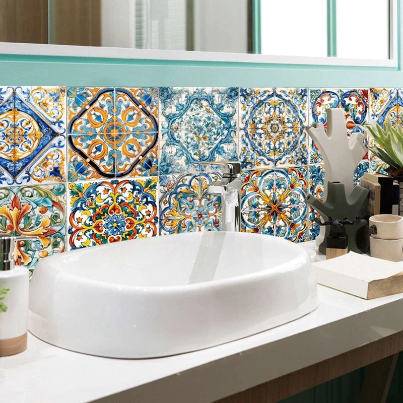 Moroccan Style Tile Sticker 24 Piece Wall Decals Backsplash